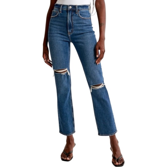 ABERCROMBIE & FITCH A&F The Ankle Straight Ultra High Rise Jeans Grunge | Sz 29 - Picture 1 of 9